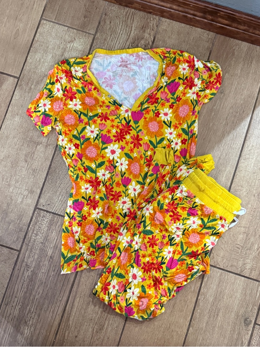 Little Sleepies Yellow Floral Short Pajama Set